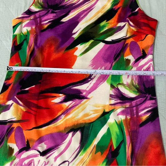 TIANA B. DRESS FLORAL Abstract ROUND NECK STRETCH Colorful Floral Sleeveless M - Picture 8 of 12
